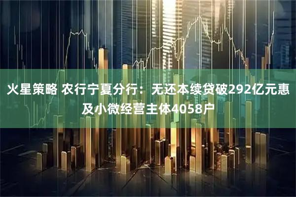 火星策略 农行宁夏分行：无还本续贷破292亿元惠及小微经营主体4058户