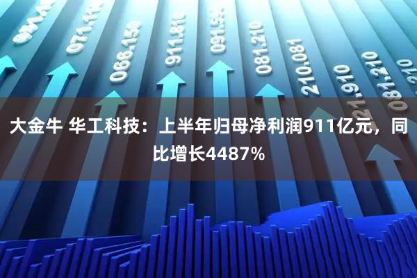 大金牛 华工科技：上半年归母净利润911亿元，同比增长4487%
